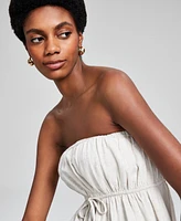 And Now This Women's Linen-Blend Strapless Tie-Front Top, Created for Macy's