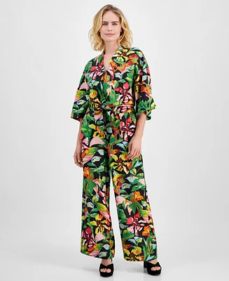 I.n.c. International Concepts Petite Floral Print High-Rise Pants, Created for Macy's