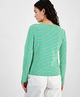 Nautica Jeans Women's Cotton Striped Boat-Neck Top