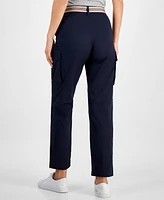 Nautica Jeans Women's High-Rise Striped-Belt Cargo Pants