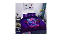 Slickblue 3-Piece Trippy Neon Gamepad Duvet Cover Set – Twin Size Soft Bedding for Gamers