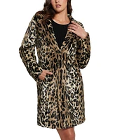 Guess Women's Solange Jacquard Faux-Fur Long-Sleeve Jacket