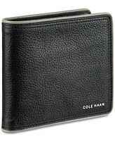 Cole Haan Men's Leather Global Bifold Coin Pocket Wallet with Contrast Color Edge