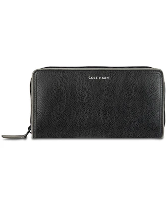 Cole Haan Men's Leather Zip-Around Continental Wallet with Contrast Color Edge