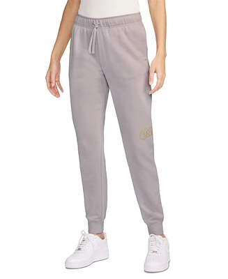 Nike Women's Mid-Rise Club Fleece Shine Joggers