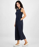 Nautica Jeans Women's Dot-Print Wide-Leg Jumpsuit