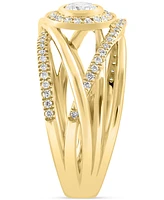 Effy Diamond Halo Crossover Statement Ring (1/2 ct. t.w.) in 14k Gold