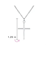 Bling Jewelry Minimalist Large Tube Simple Religious Cross Pendant Necklace For Women Polished .925 Sterling Silver