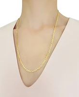 24" Figaro Link Chain Necklace (3-1/5mm) in Solid 14k Gold