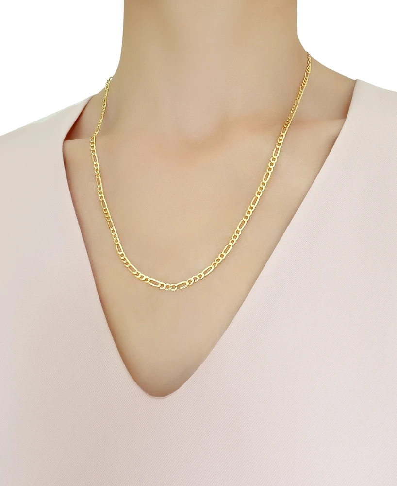 22" Figaro Link Chain Necklace (3-1/5mm) in Solid 14k Gold