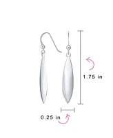 Bling Jewelry Simple Lightweight Long Minimalist Geometric Linear Rhombus -Shape Leaf Dangle Earrings Western Jewelry For Women .925 Sterling Silver