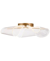 Possini Euro Design Grosvenor 25" Modern Semi Flush-Mount Ceiling Light Fixture Kitchen Foyer Hallway Unique Led Dimmable Brushed Gold Finish Metal Be