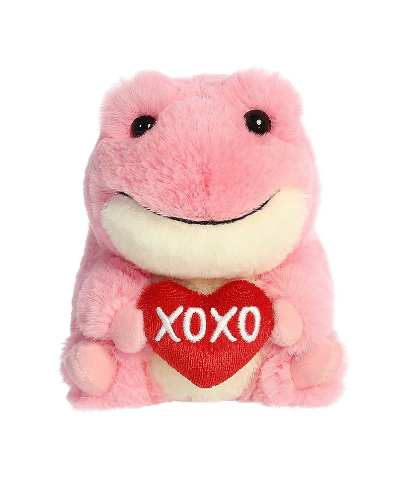 Aurora Mini Xoxo Frog Rolly Pet Round Plush Toy Pink 5"