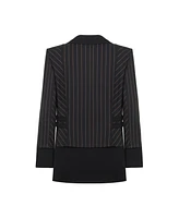 Nocturne Women's Striped Double Breasted Jacket with Belt Detail