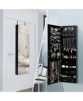 Costway Mirrored Jewelry Cabinet Jewelry Organizer w/2 Led Lights