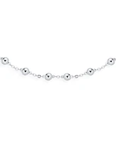 Bling Jewelry Delicate Sturdy Petite 3MM Round Ball Bead Station Chain Anklet Hot Wife Ankle Bracelet For Women .925 Sterling Silver Made In Italy