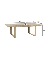 Homsee Retangular Wood Grain Wooden Dining Table with Wooden Frame