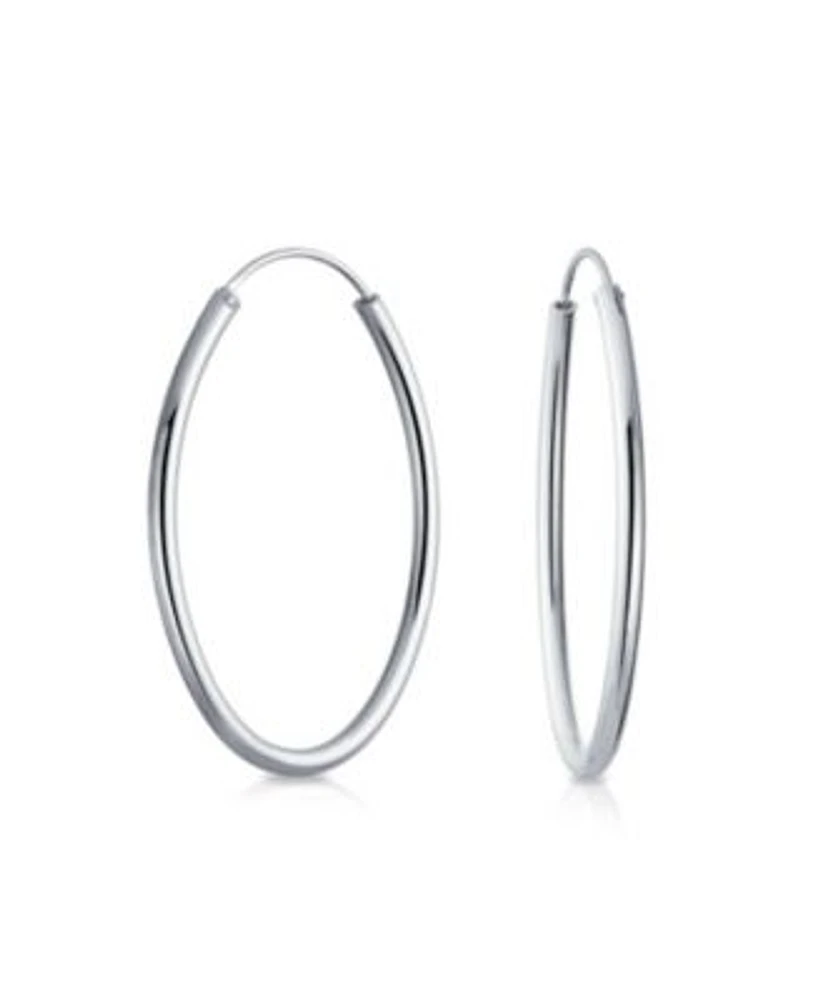Bling Jewelry Thin Minimalist Hoop Huggie Earrings Sterling Silver Various Sizes