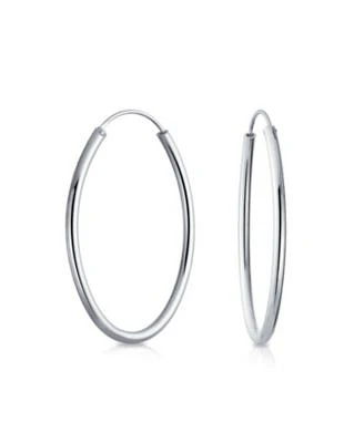 Bling Jewelry Thin Minimalist Hoop Huggie Earrings Sterling Silver Various Sizes