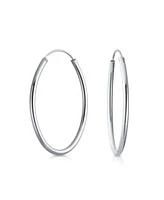 Bling Jewelry Thin Minimalist Hoop Huggie Earrings Sterling Silver Various Sizes