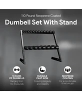 BalanceFrom Fitness Pound Neoprene Coated Dumbbell Set with Stand