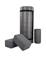 BalanceFrom Fitness 71"x24" Anti Tear Yoga Mat w/Strap, Knee Pad & Blocks