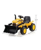 Costway 12V Kids Ride On Excavator Digger Electric Bulldozer Tractor Rc with Light & Music