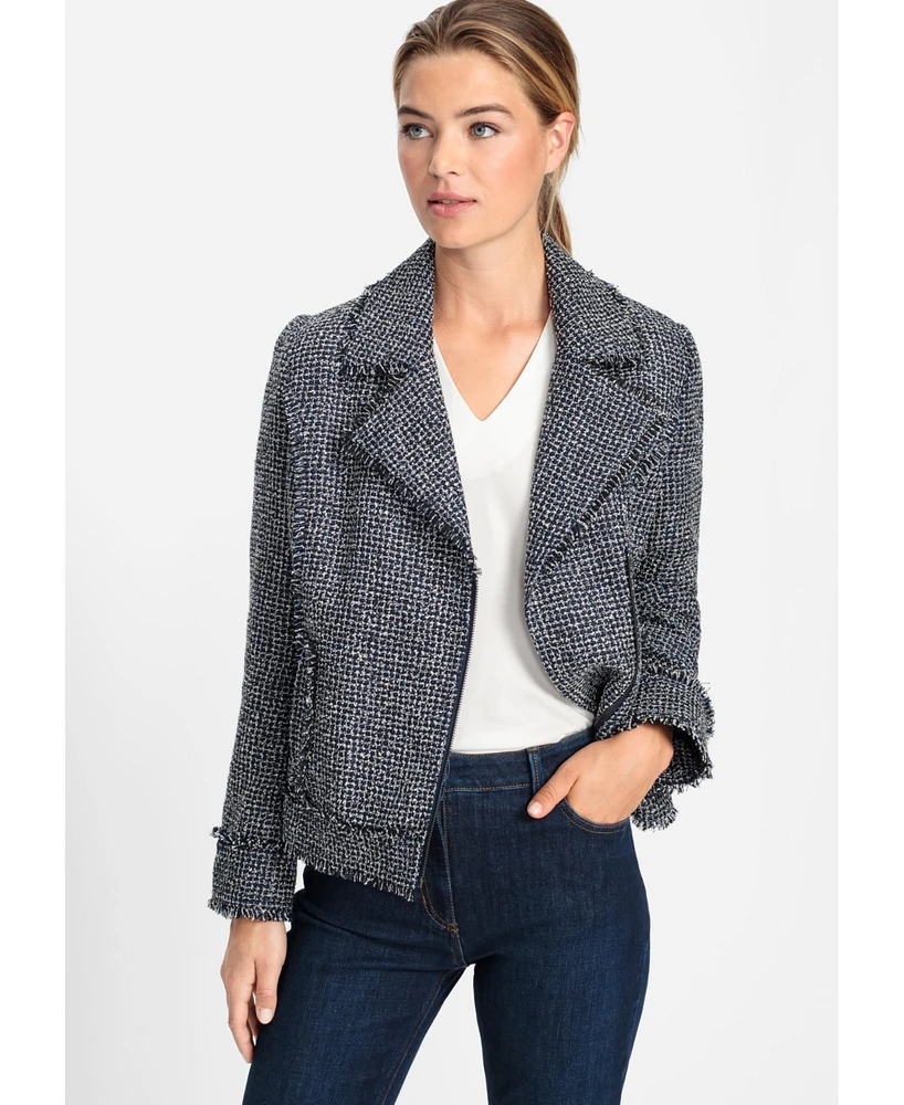 Olsen Women's Tweed Biker Style Jacket