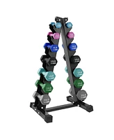 HolaHatha 146 Pound Neoprene Dumbbell Full Body Weight Set with Storage Rack