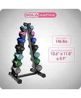 HolaHatha 146 Pound Neoprene Dumbbell Full Body Weight Set with Storage Rack