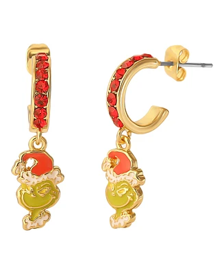 Dr. Seuss Dr Seuss Grinch Crystal Charm Hoop Earrings