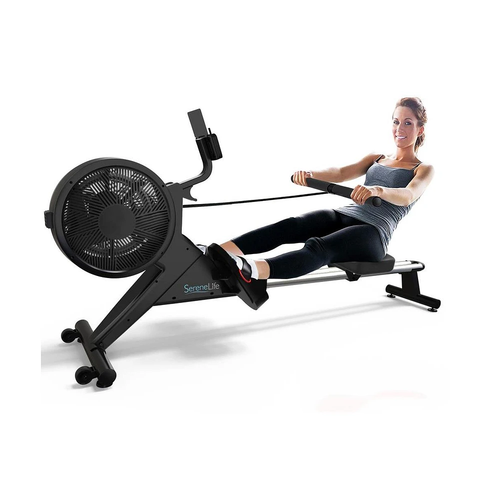 SereneLife Smart Fitness Rowing Machine with Bluetooth and Foldable Design