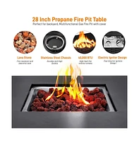 SereneLife 40,000 Btu Propane Gas Fire Pit Table with Cover and Lava Rock