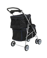 Slickblue Pet Stroller for 2 Dogs and Cats – Dual-Compartment, Comfortable and Convenient