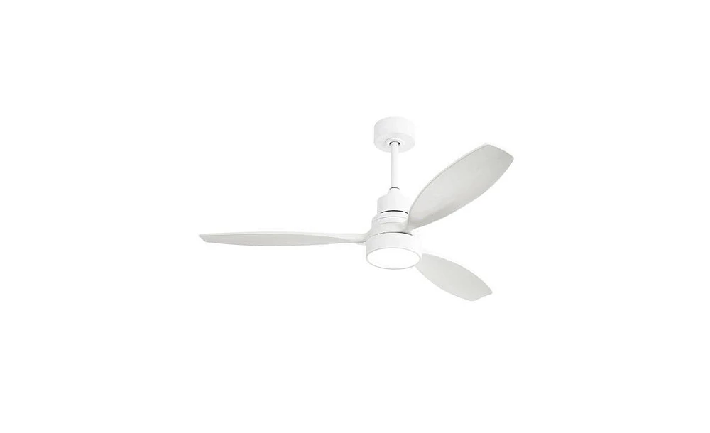 Slickblue 52-Inch White Wooden Ceiling Fan with 3 Solid Wood Blades, Remote Control, Reversible Dc Motor & Led Light