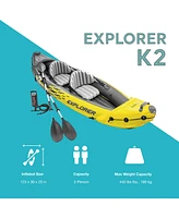 Intex Explorer K2 2-Person Inflatable Kayak Set with Oars and Air Pump, Yellow