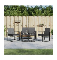 vidaXL 5 piece Patio Dining Set with Cushions Dark Gray Pp Rattan