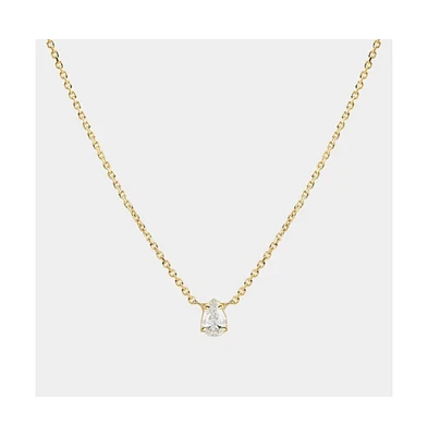 Hollywood Sensation 18K Gold Plated Sterling Silver Dainty Cable Chain Necklace with Aaaaa Pear Cut Cubic Zirconia Pendant