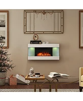 Mondawe Stylish Electric Fireplace with 32" Suspended Led Light Mantel with Remote Control