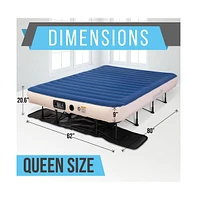 SereneLife Premium Raised Airbed With Steel Frame and Built-In Pump (Queen)