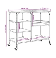 vidaXL Kitchen Trolley Black 39.4"x17.7"x35.2" Engineered Wood