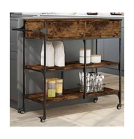 vidaXL Kitchen Trolley Smoked Oak 41.3"x16.5"x37.4" Engineered Wood