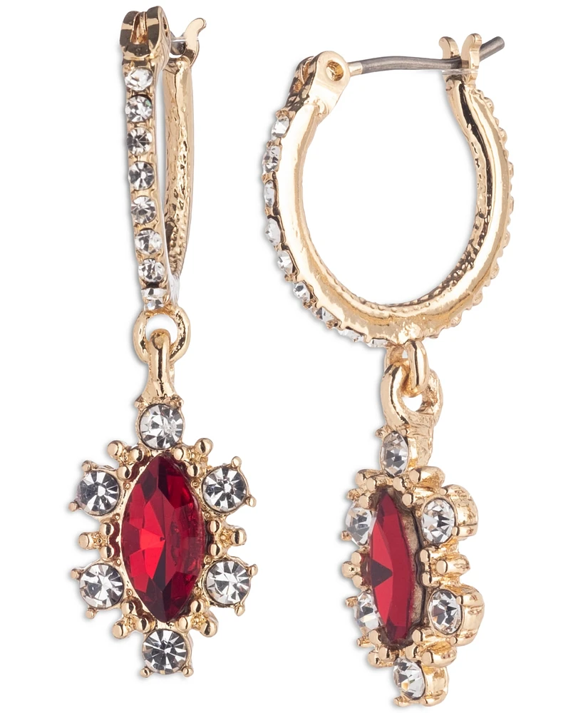 Marchesa Pave & Color Crystal Marquise-Shape Charm Huggie Hoop Earrings