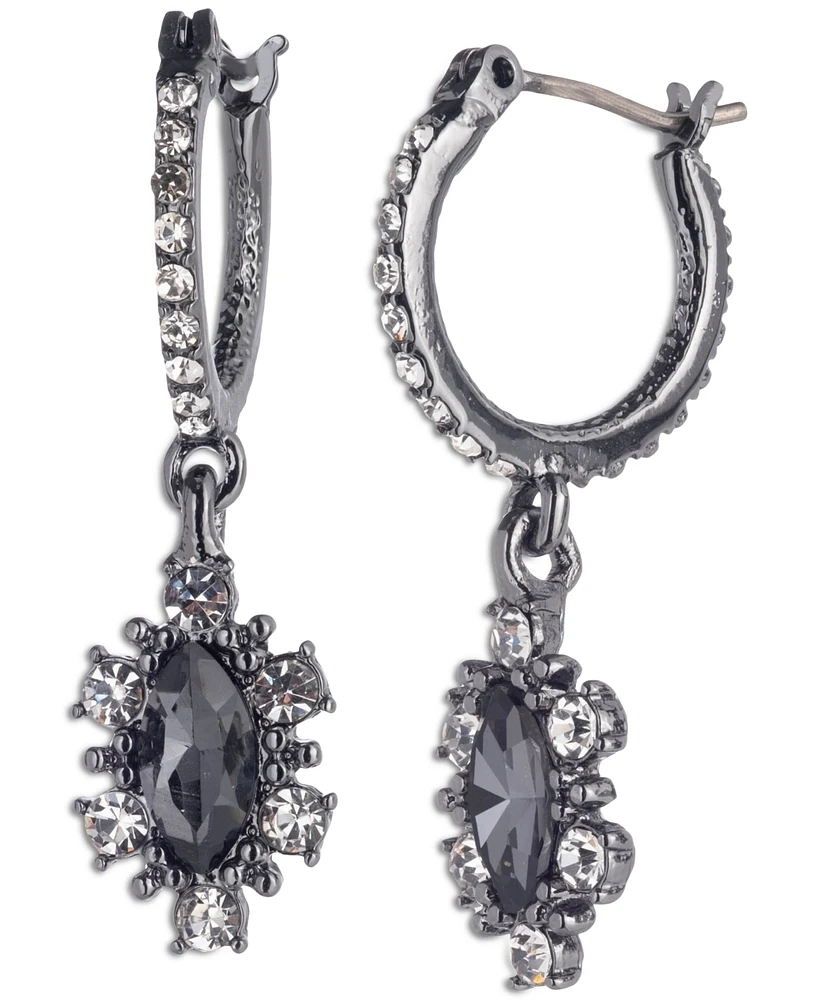 Marchesa Pave & Color Crystal Marquise-Shape Charm Huggie Hoop Earrings