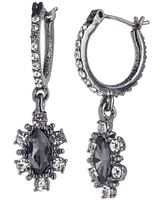 Marchesa Pave & Color Crystal Marquise-Shape Charm Huggie Hoop Earrings