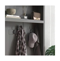 Slickblue Gray Storage Cabinet Hall Tree: Entryway Bench with Coat Rack - Stylish and Functional