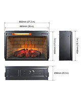 Mondawe 26Inch Infrared Quartz Heater Fireplace Insert -Woodlog Version With Brick