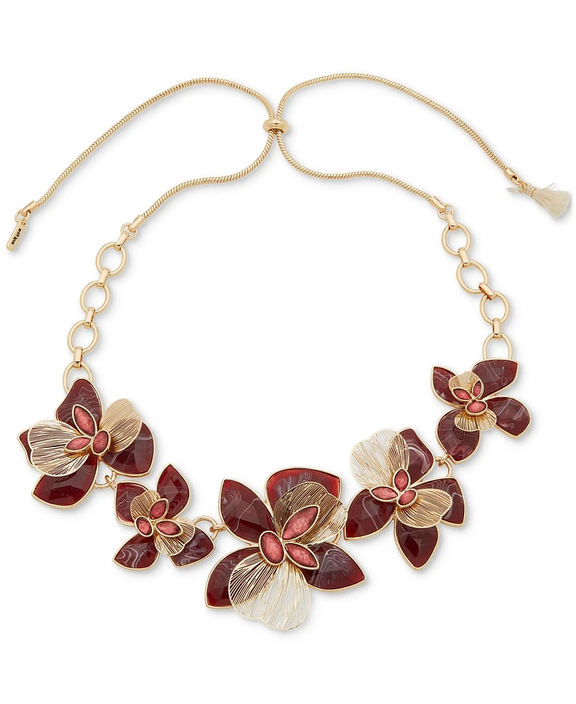 lonna & lilly Gold-Tone Crystal & Stone Flower 28" Adjustable Statement Necklace