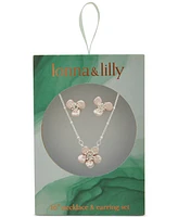 lonna & lilly Silver-Tone Crystal Color Flower Pendant Necklace & Stud Earrings Set