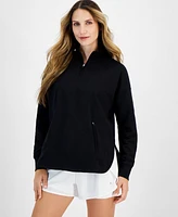 Id Ideology Women's Stand Collar Quarter-Zip Long-Sleeve Top, Created for Macy's